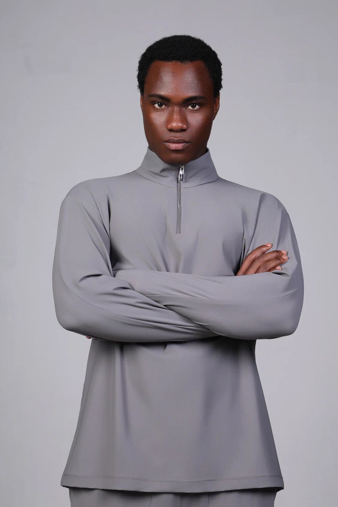 Sport Langarm Oberteil Half Zip Stehkragen