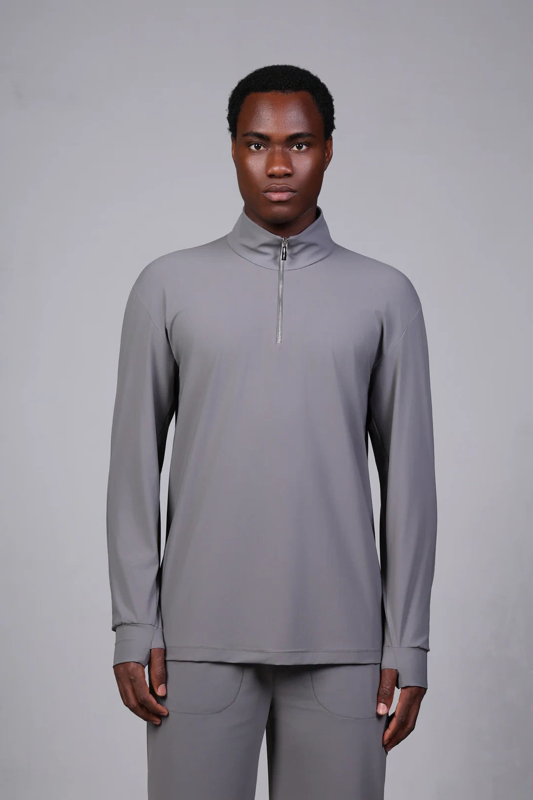 Sport Langarm Oberteil Half Zip Stehkragen