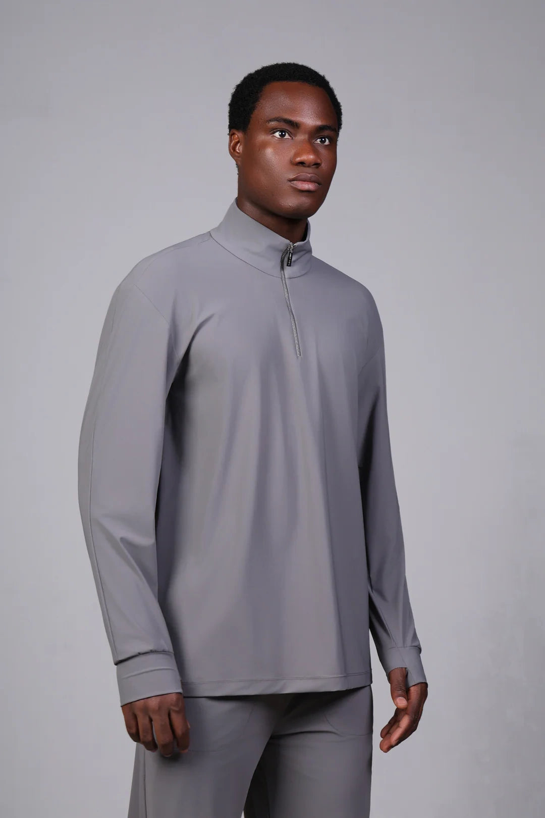 Sport Langarm Oberteil Half Zip Stehkragen