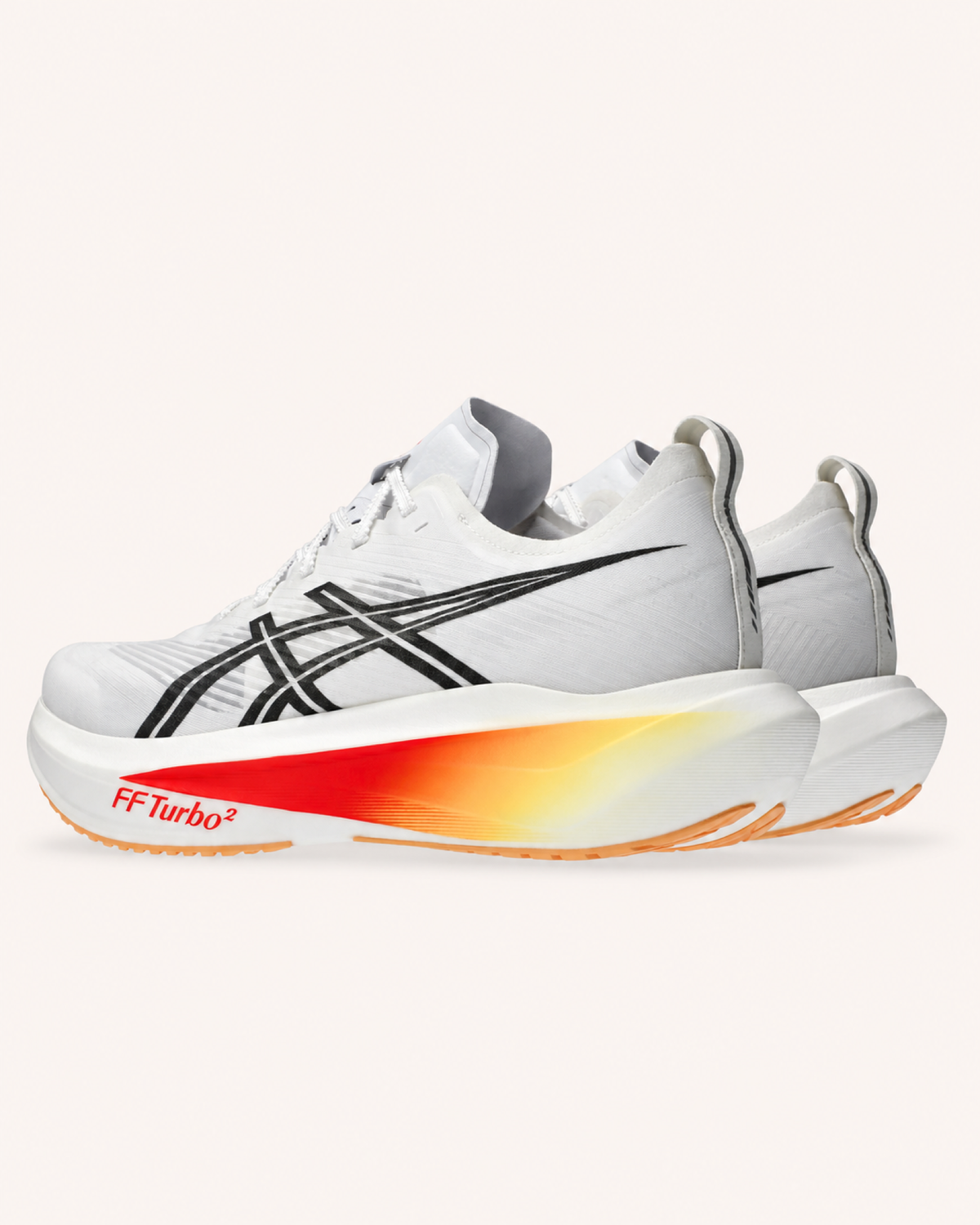 ASICS MEGABLAST Unisex – White/Orange Glow – Schrägansicht hinten